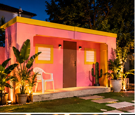 Casita a tamaño real creada como photocall