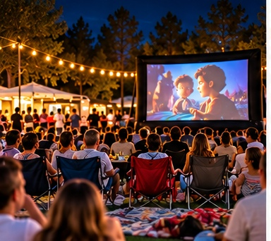 Música y cine durante la fiesta fin de verano